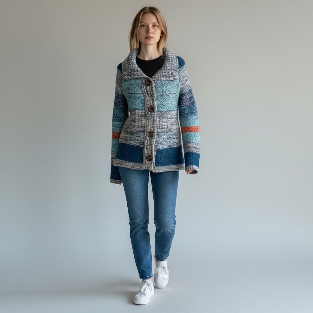 Mossimo Multi-Color Wool Blend Button Front Cardigan Women’s M